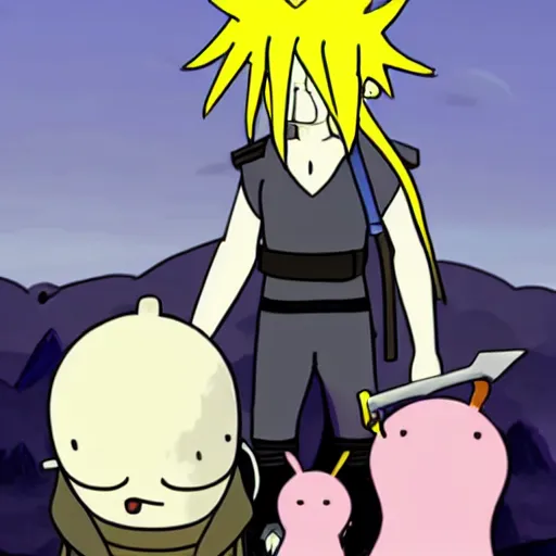 Prompt: Cloud Strife in Adventure Time