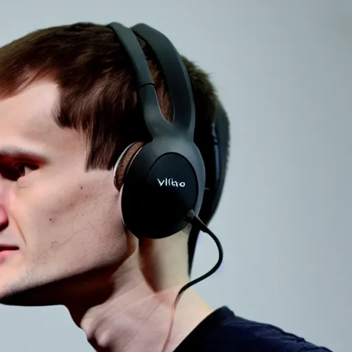 Prompt: vitalik buterin in headphones. 8 5 mm