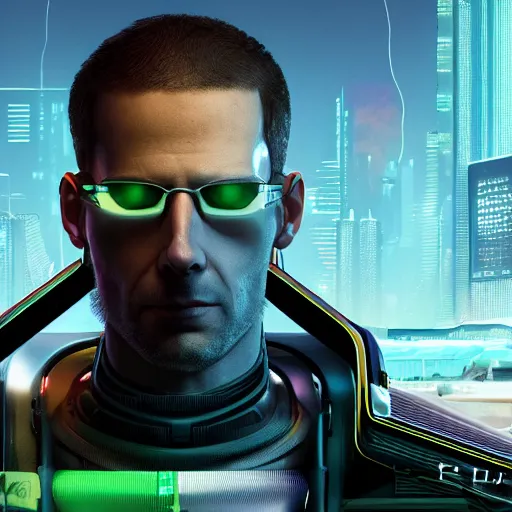 Image similar to nick bostrom portrait in cyberpunk 2 0 7 7 cp 2 0 7 7 3 8 4 0 x 2 1 6 0