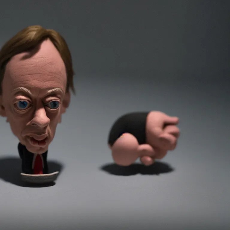 Prompt: a cinematic film still of a claymation stop motion film starring steve buscemi, portrait, shallow depth of field, 8 0 mm, f 1. 8