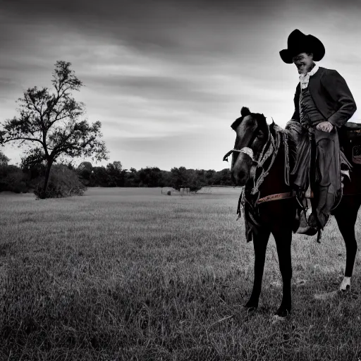 Prompt: Robespierre dressing as cowboy, in Texas, 50mm photography, high quality, 4K