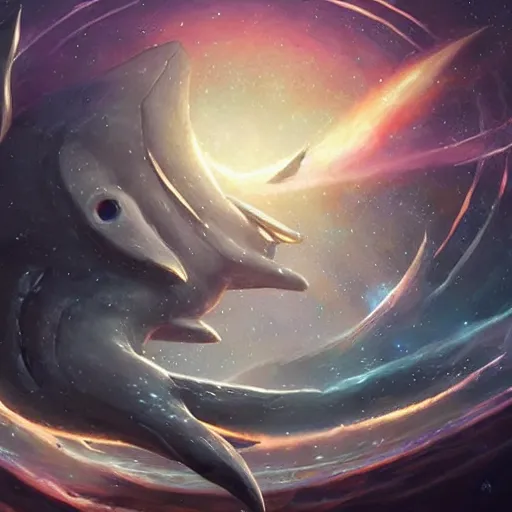 Image similar to space magical whale having multiple eyes, eyes!, eyes!, eyes!, eyes!, eyes!, eyes, galaxy whale, epic fantasy style art, galaxy theme, by Greg Rutkowski, hearthstone style art, eye art