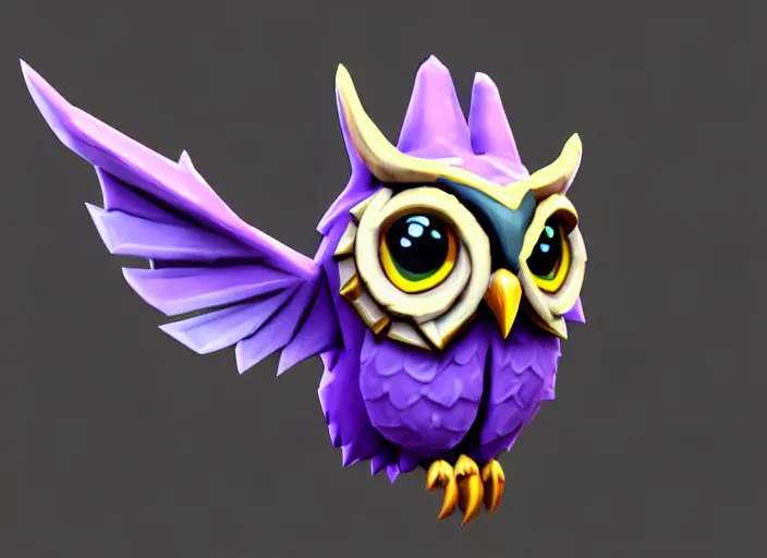 Image similar to owl head, stylized stl, 3 d render, activision blizzard style, hearthstone style, spyro style