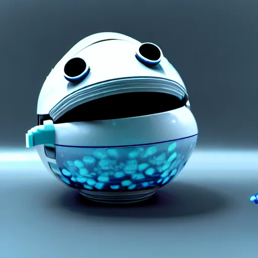 Image similar to robot bowl fish with a fish inside of it, photorealistic 3 d render, unreal engine