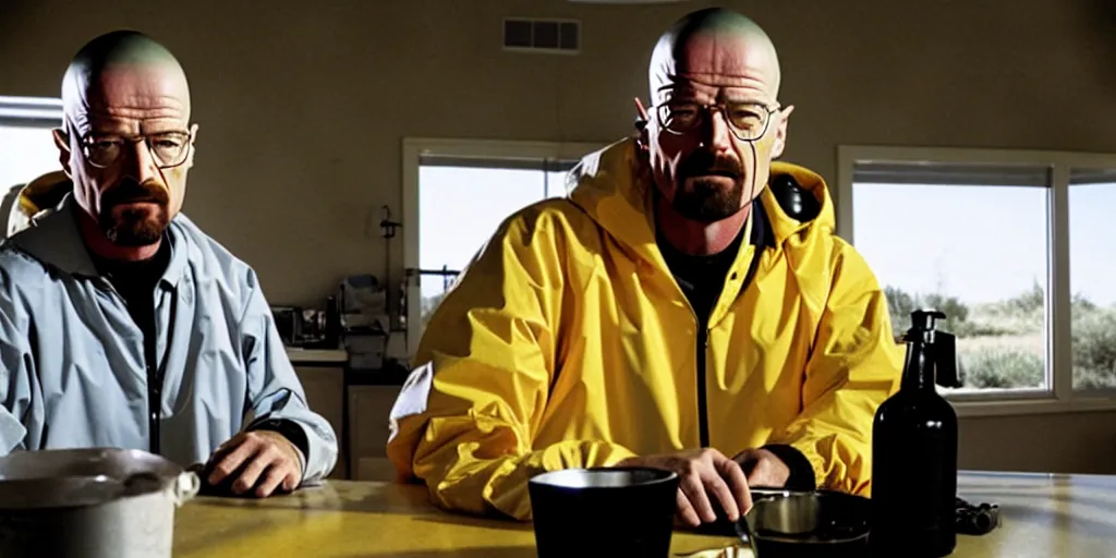 Image similar to Matthew Perry as Walter White on on the set of Breaking Bad, 90mm