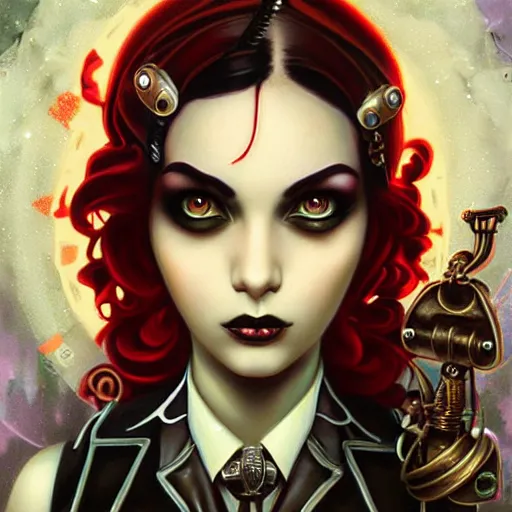 Image similar to Lofi Goth Steampunk BioShock portrait of a waifu style by Tristan Eaton Stanley Artgerm and Tom Bagshaw