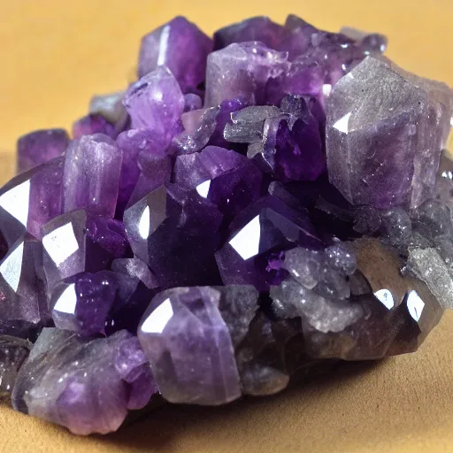 Prompt: amethyst crystals on smoky quartz