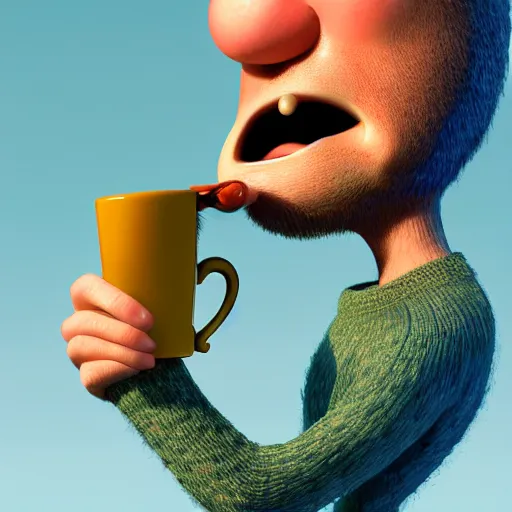 Prompt: a king drinking a cup of tea by pixar, trending on artstation, 8 k, highly detailed, digital painting, 3 d rendered