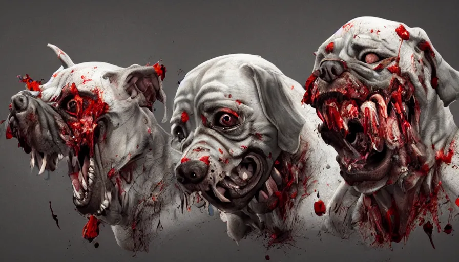 Prompt: Zombie dogs, hyperdetailed, artstation, cgsociety, 8k