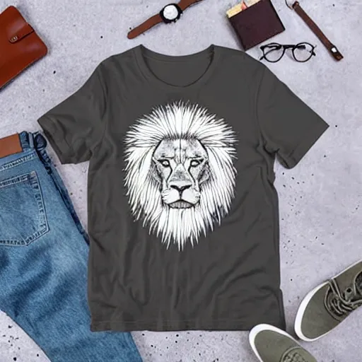 Prompt: lion line art, graphic tees