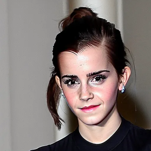 Image similar to still photohraph of an emma watson and kim kardashian hybrid