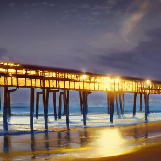 Image similar to Pacific Beach pier , by Krøyer, trending on artstation 4k, dramatic lighting, intense.