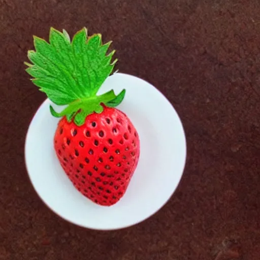 Image similar to a strawberry in the shape of a kitten