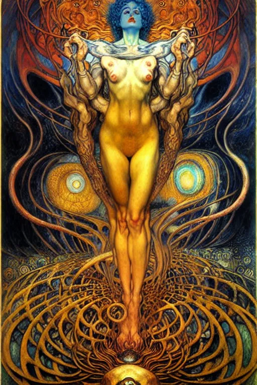 Image similar to Divine Chaos Engine by Karol Bak, Jean Delville, William Blake, Gustav Klimt, and Vincent Van Gogh, symbolist, visionary