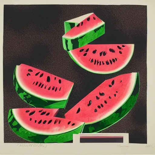 Image similar to watermelon slice, andy warhol