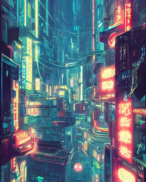 Image similar to cyberpunk neon tokyo in the style of studio ghibli, j. c. leyendecker, greg rutkowski, artem