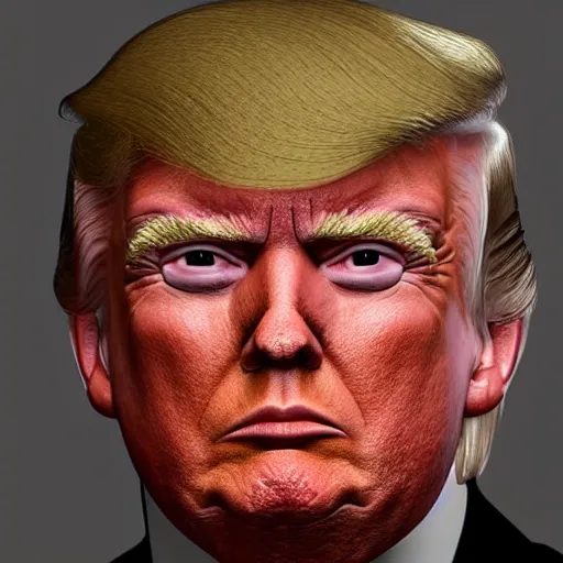 Image similar to photorealistic 50mm of evil Donald Trump