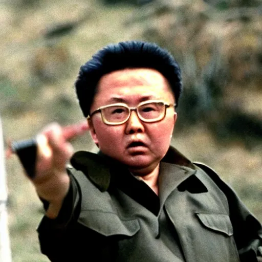 Image similar to a still of Kim Jong-il as John Rambo in Rambo First blood