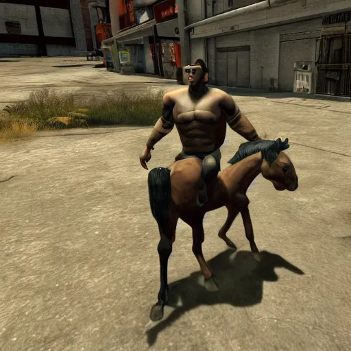 Prompt: handsome centaur in Half Life 2