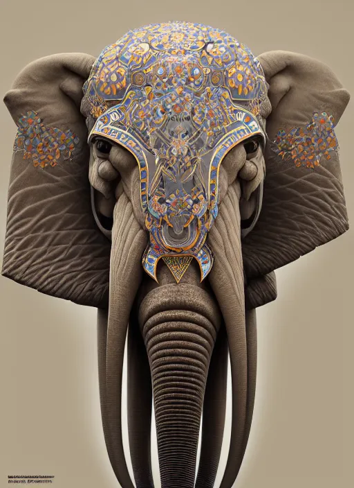 Prompt: symmetry!! portrait of a hybrid robot mamath elephant big tusk, floral! horizon zero dawn machine, intricate, elegant, highly detailed, ray tracing, digital painting, artstation, concept art, smooth, sharp focus, illustration, art by artgerm and greg rutkowski and alphonse mucha, 8 k