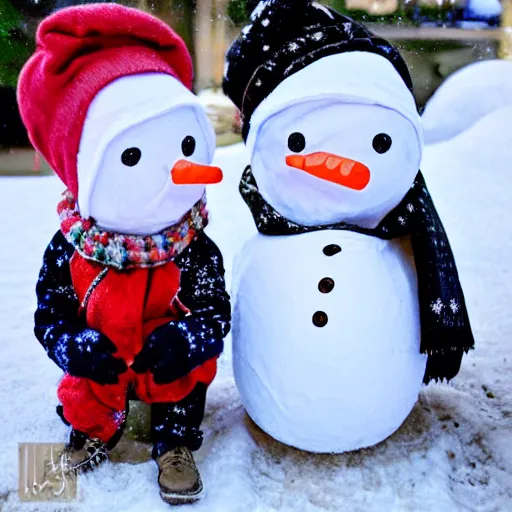 Image similar to Little Big dressed as snowmen