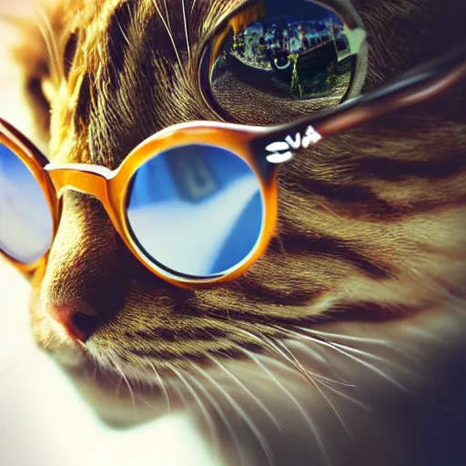 ginger tabby cat wearing Ray-Ban wayfarer sunglasses, | Stable ...