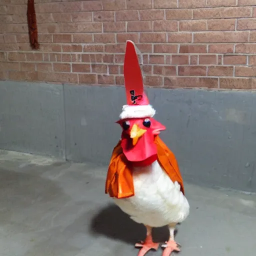 Image similar to cute chicken dressed as an inmate, campau mike style