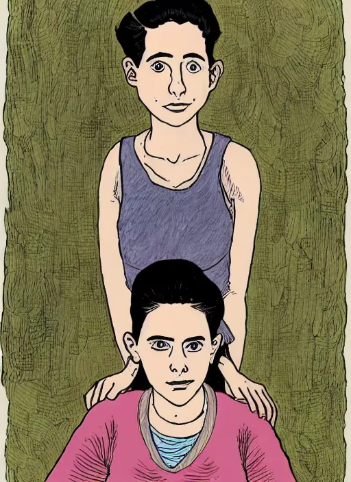 Prompt: a portrait of a pretty young lady by alison bechdel