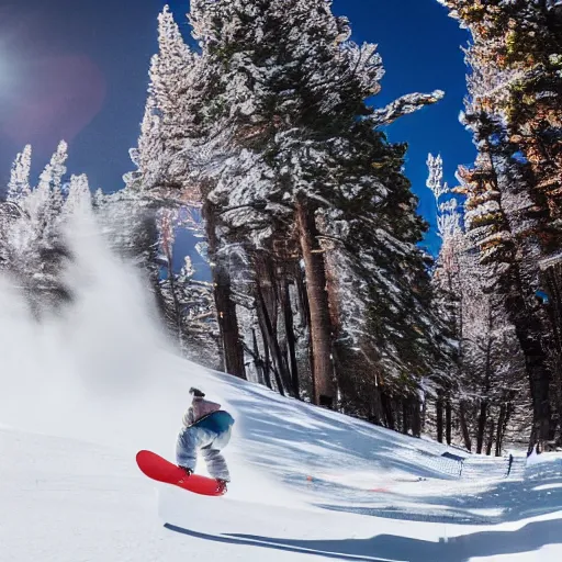 Image similar to cinematic anime snowboarding scene in the back bowls of vail colorado