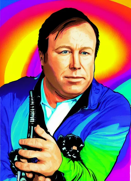 Image similar to alex jones by Zbigniew Brzezinski lisa frank