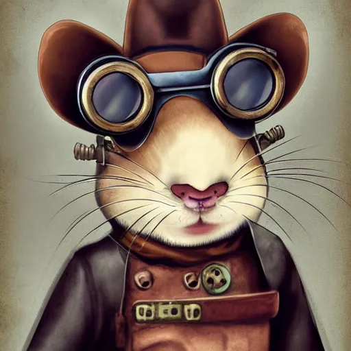 Image similar to a rat with steampunk googles, by studio 4c