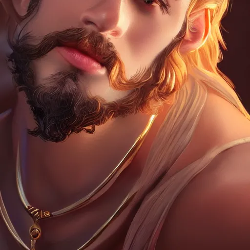Image similar to portrait of a radiant greek mythology god, jewelry, crown, confident, handsome, dramatic lighting, detailed, very realistic, trending on Artstation, Cgsociety