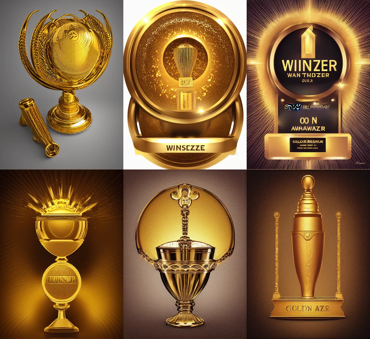Prompt: “ golden mazer, wining, award, front, center, white background, render corona, redshift render, photorealistic, studio light, stock, bright ”