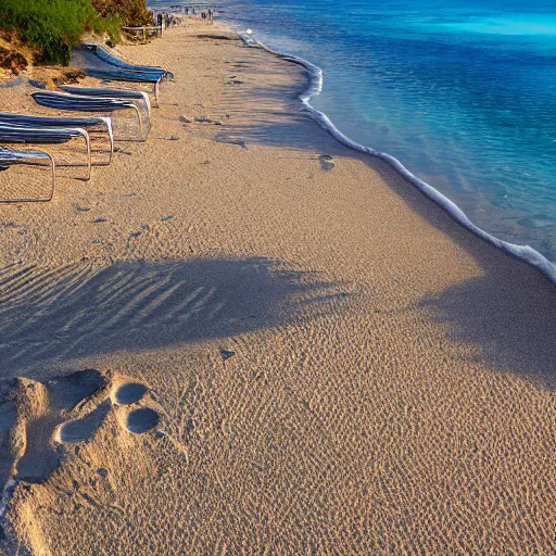 Prompt: beds on Elafonissi Beach in crete, 8k resolution, hyper detailed