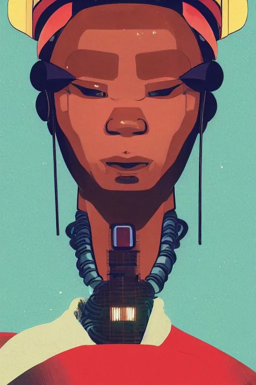 Image similar to 1 9 7 9 omni magazine cover of kianu reeves in a samurai hat. piercing gaze. simple stylized cyberpunk photo by josan gonzalez.