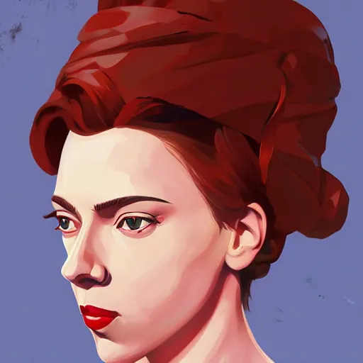 Image similar to face icon stylized minimalist young soviet russian bolshevik leader nadezhda konstantinovna krupskaya played by scarlett johansson, loftis, cory behance hd by jesper ejsing, by rhads, makoto shinkai and lois van baarle, ilya kuvshinov, rossdraws global illumination