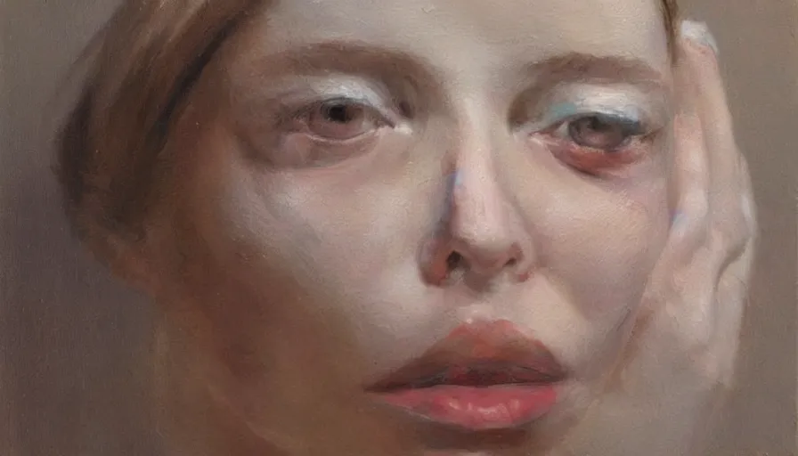 Image similar to painting by borremans, mariacarla boscono, detailed, stunning