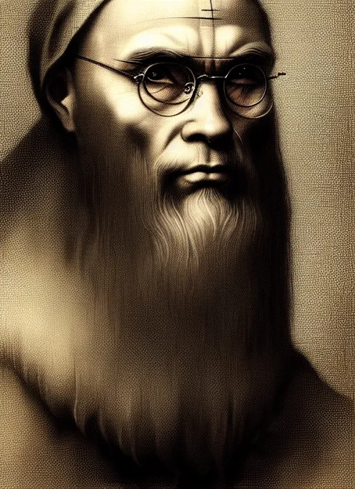 Prompt: portrait saint maximilian kolbe style art of leonardo da vinci pencil, greg rutkowski