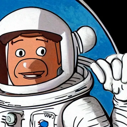 Image similar to Doug Funnie from Doug wearing an Astronaut's spacesuit