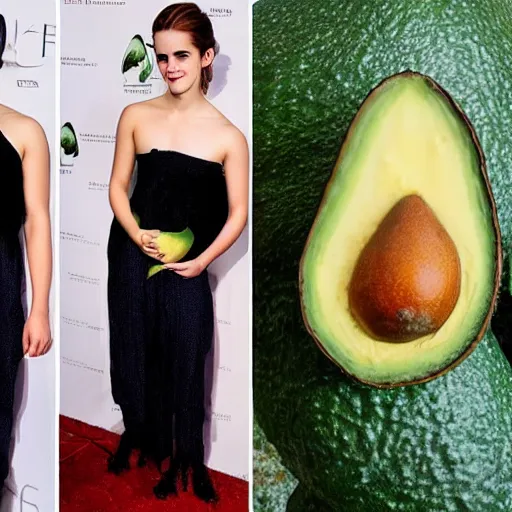 Image similar to emma watson as an avocado