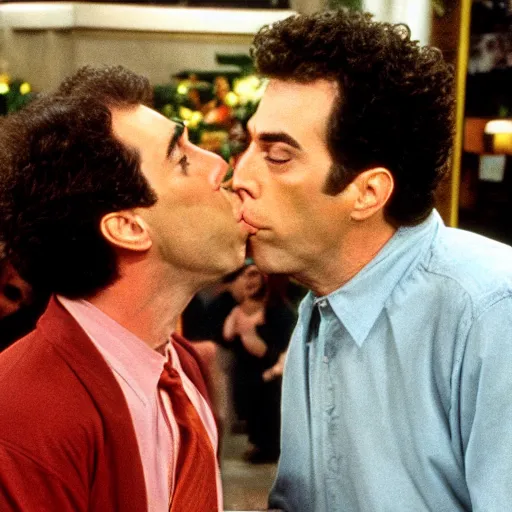 Image similar to jerry seinfeld kissing kramer