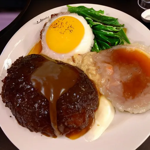 Image similar to donald trump eating a loco moco