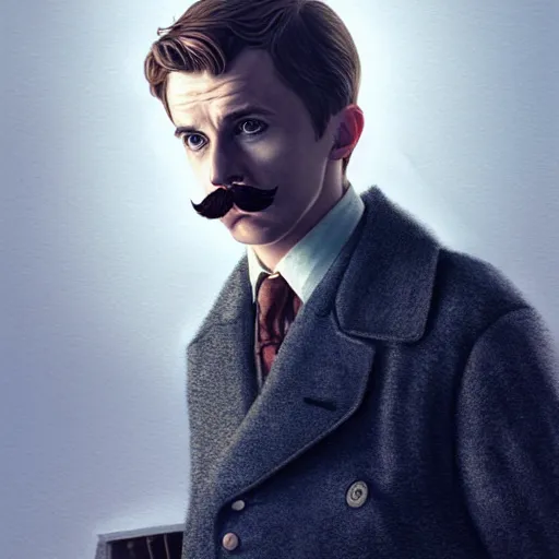 Prompt: emma watson dressed as dr john watson, with moustache, long shot, sherlock bbc movie, intricate, cinematic lighting, digital painting, artstation, concept art, smooth, sharp focus, art by artgerm and greg rutkowski and disney, detailed textures, award winning portrait studio lighting by jessica rossier and brian froud and gaston bussiere