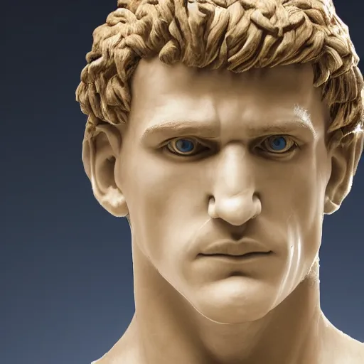 Image similar to a realistic detailed photo of boxer jake paul as a marble statue, blank stare, mouth agape