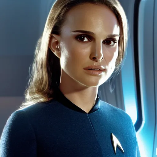 Prompt: Natalie Portman in Star Trek, (EOS 5DS R, ISO100, f/8, 1/125, 84mm, prime lense)