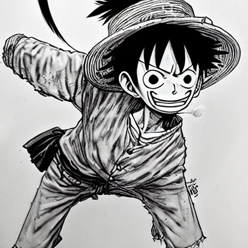 Image similar to luffy by kim jung gi