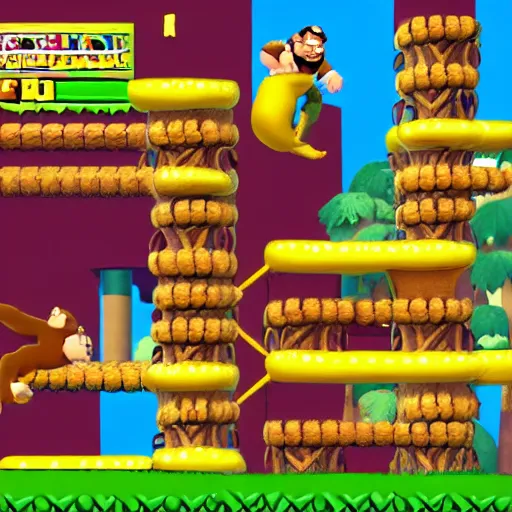 Image similar to Donkey Kong slips on a banana, Nintendo Power in-game screenshot