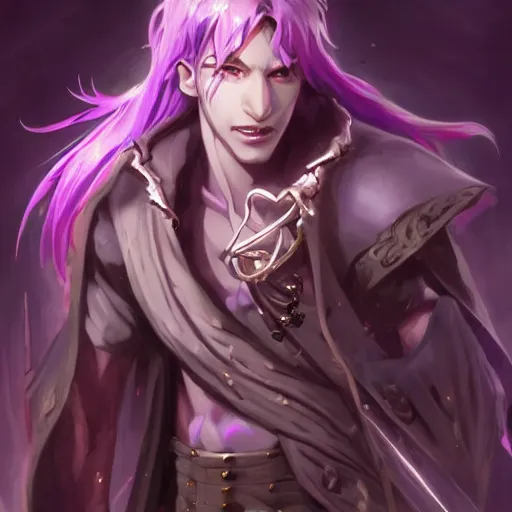 Prompt: male necromancer purple skin casting magic spell, anime key visual, handsome and attractive man, highly detailed, smooth, sharp focus, trending on artstation, concept art, by shumolly and monable and artgerm and greg rutkowski and jo chen and pilyeon and ruan jia