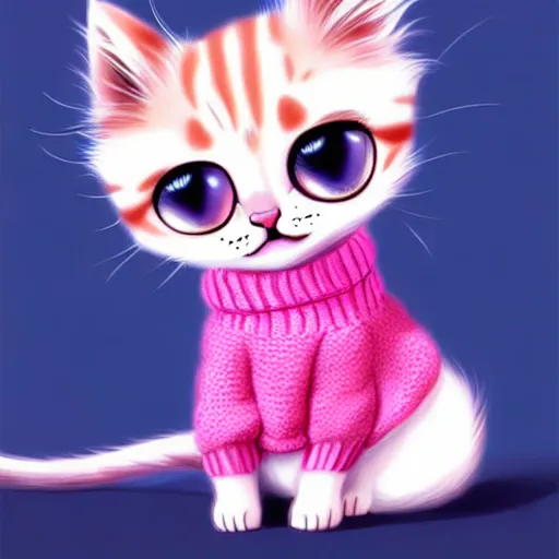 Image similar to cute kitten wearing a pink sweater, digital art, concept art, gemmy woud binnendijk, nixeu, artgerm