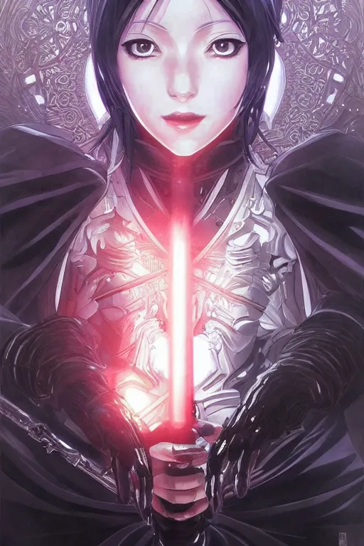 Image similar to anime key visual of a female darth vader goddess!!, intricate, stunning, highly detailed, digital painting, artstation, smooth, hard focus, starwars, sith, dark side, villain, the force, lucas films, illustration, art by artgerm and greg rutkowski and alphonse mucha